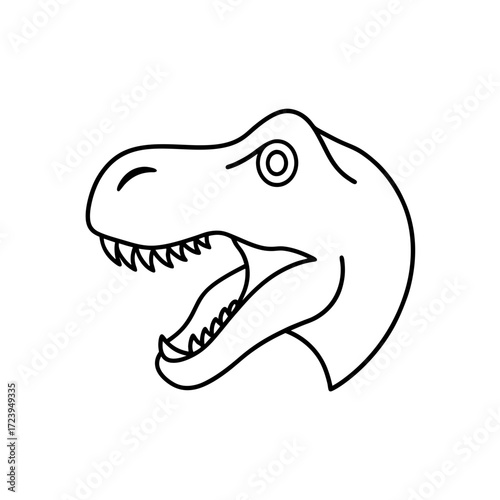 Dinosaur rex head outline art on transparent background