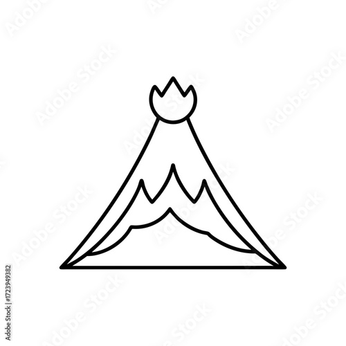Outline of a volcano with lava on transparent background
