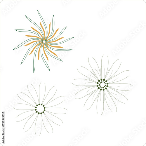 Hand drawn flower design element set