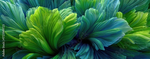 Obraz  z motywem Abstract vibrant green and teal floral design