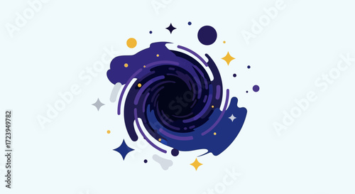 Abstract image of a swirling black hole in space.