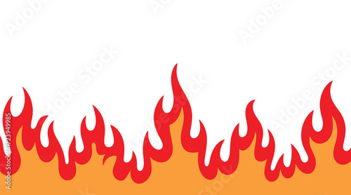 Fiery flames border design isolated on white background, representing heat and energy in a stylized, graphic illustration