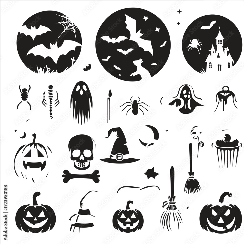 Obraz premium Halloween Silhouettes Icons