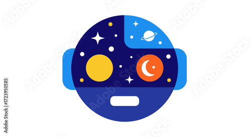 Abstract Robot Face with Day and Night Theme.