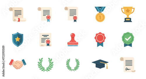 Academic achievement recognition icons.