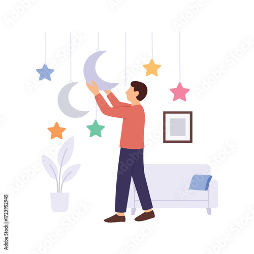 Moon Decorations, Crescent ornaments for Ramadan and Eid