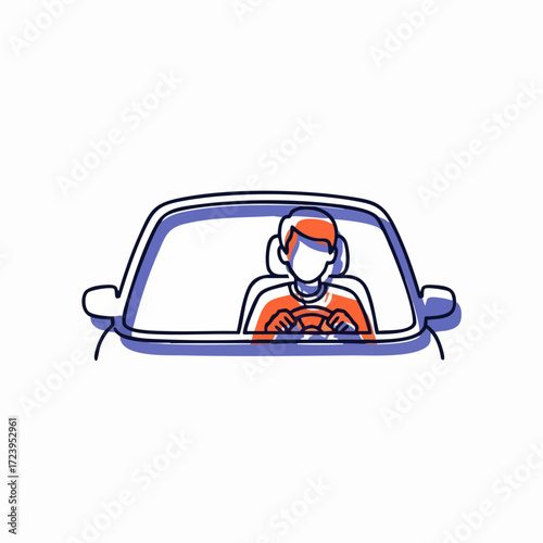 Driving Car Illustration Safe Transportation Road Trip and Travel Concept