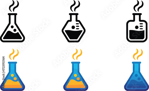 Chemistry flask science experiment beaker lab glassware vector illustration