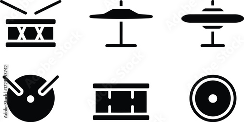 Drum set musical instrument vector icon illustration for music production use