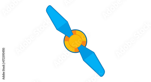 Blue and yellow propeller design for a drone or similar device.