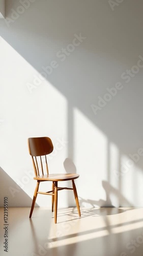 Wooden chair sunlight shadow