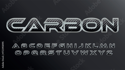 Carbon fiber patter 3d futuristic font