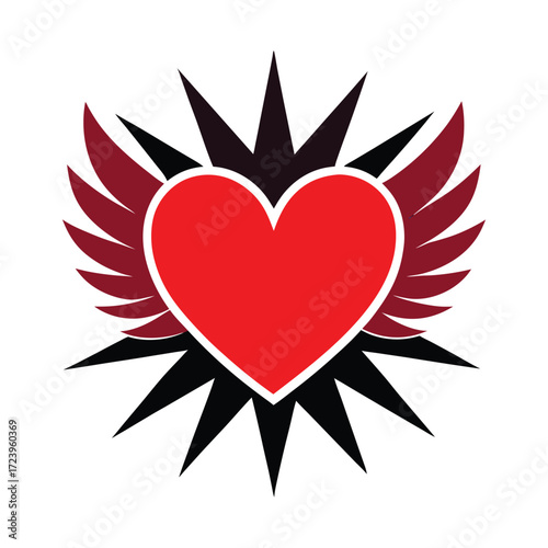red heart with wings