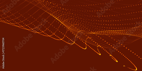 Futuristic dot wave. Abstract digital particle wave. Technology background. Colored musical wave. Light background. Digital background with smooth, wavy curves. 3D vector illustration