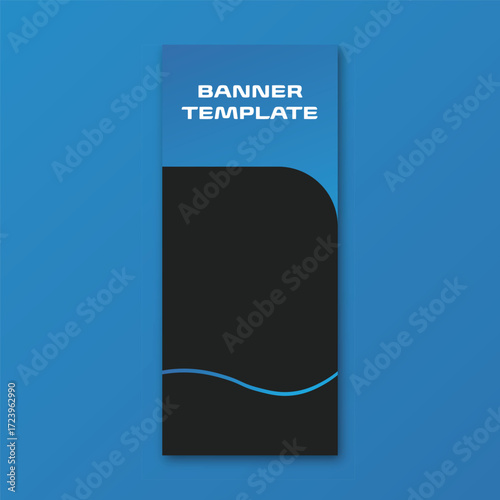 Blue gradient roll up business brochure flyer banner design, vertical cover presentation abstract geometric background, Roll up banner with blue colour