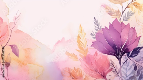 Floral Pattern on White Background in Pastel Colors, Design on Fabric, Artwork
