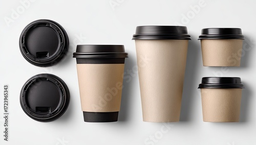 Wallpaper Mural Coffee cups and lids arranged Torontodigital.ca