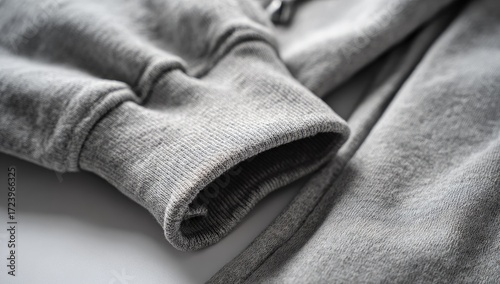 Close-up of gray sweatshirt cuff