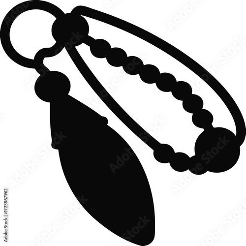 Silhouette of tribal brooch with ornate design isolated vector, Traditional folk jewelry illustration, Ethnic accessory artwork, Decorative tribal ornament silhouette