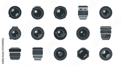Collection of various camera lenses for photography and videography equipment.