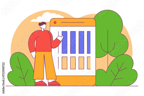 Person interacting with a digital calendar or schedule