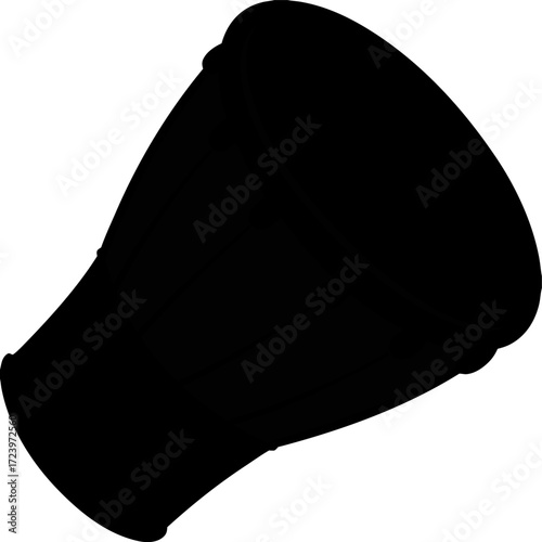 Black Silhouette of Tabla Drum Tilted Isolated on White Vector Illustration, Minimal Line Drawing of Traditional Indian Percussion Instrument, Hand Drawn Folk Music Instrument Outline