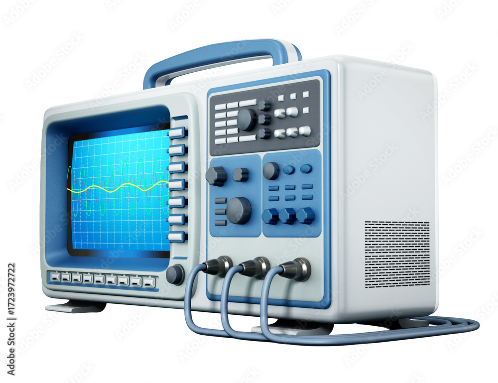 Fototapeta premium Oscilloscope on transparent background. 3D illustration