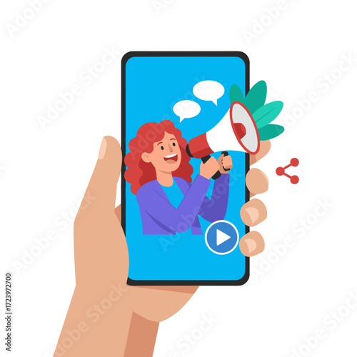 Vector illustration concept for “Refer a Friend”: flat design isolated on a white background