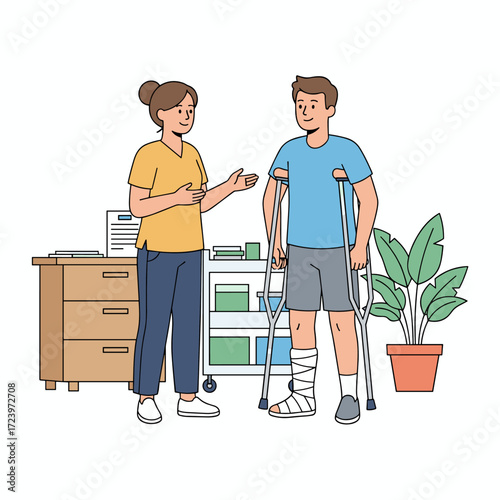A physical therapist assists patients in recovering from surgery