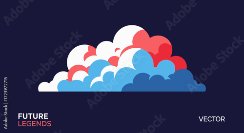 Colorful cloud illustration representing weather and atmospheric phenomena in a vibrant design.