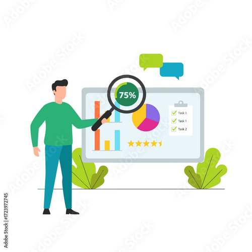 Online Businessman Survey Results Presented with Graph