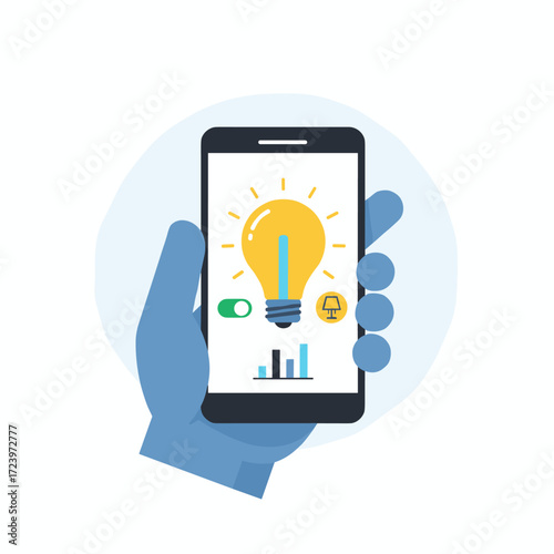 A close-up of a hand turning a light on and off from a phone while at home