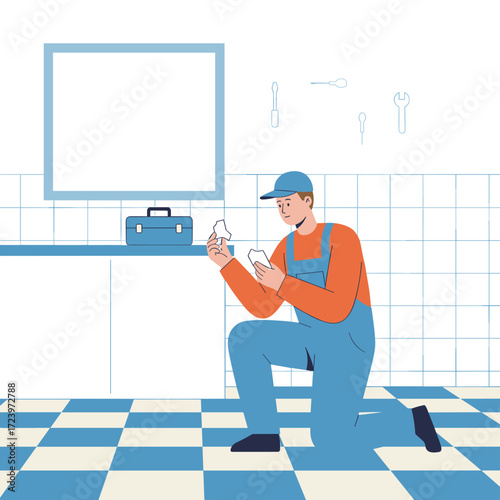 Illustration of a baby-proofing service displayed on a white background