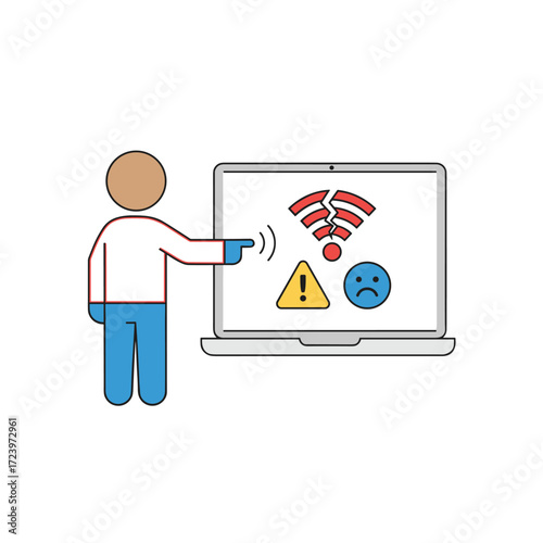 Illustration concept depicting a lack of internet connection on a white background