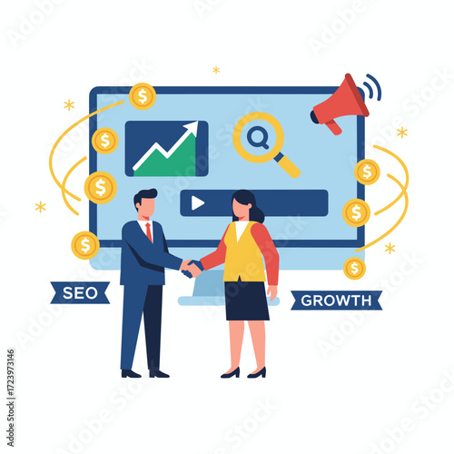 A vector illustration representing the concept of affiliate marketing