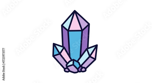 Colorful Crystal Cluster Illustration.