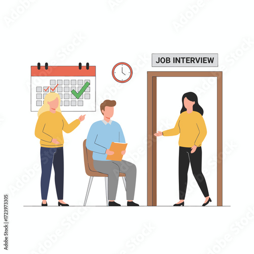 Illustration concept for interviews and hiring: a flat design isolated on a white background