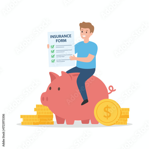 Concept illustration of financial insurance on a white background