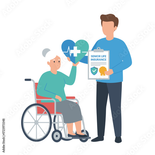 Concept illustration of senior life insurance on a white background