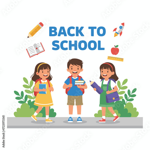 Kids carrying backpacks are all set to return to school