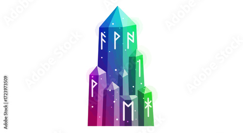 Colorful Crystal Tower with Runes.