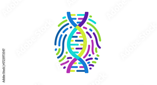 Colorful DNA Double Helix Graphic.