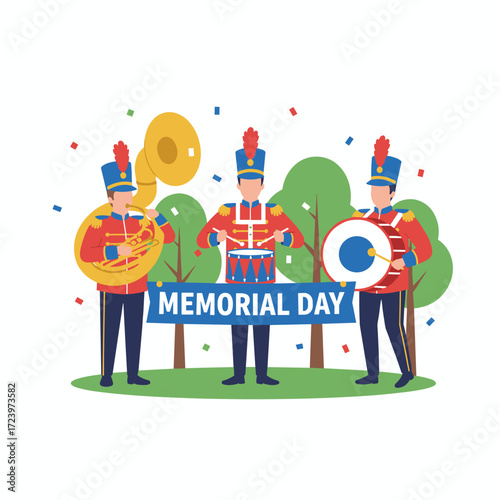 Military bands play patriotic music at memorial events