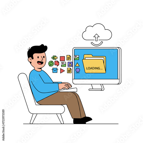 Illustration concept of data transfer on a white background
