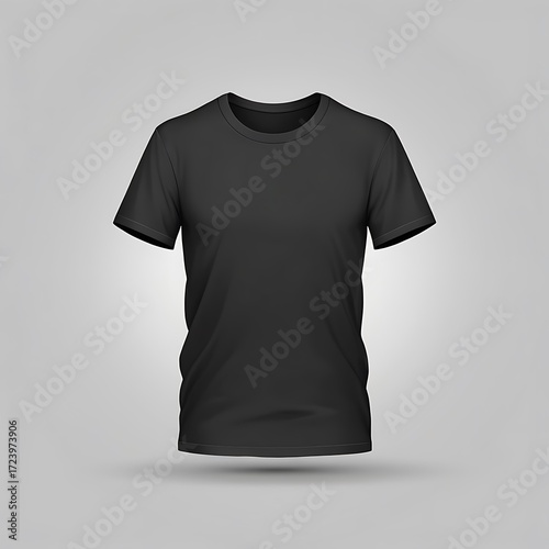 Plain black t shirt mockup on a light gray background
