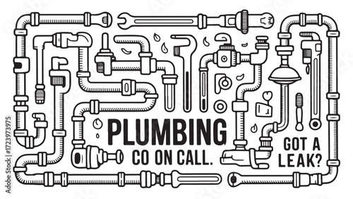 Plumbing tools and pipes illustration perfect for repair services marketing showing wrenches pipes and valves representing home repair and maintenance