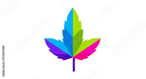 Colorful Geometric Cannabis Leaf Modern Logo Design.