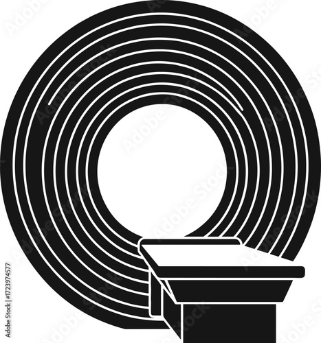 MRI scanner vector illustration, medical imaging machine, hospital diagnostic equipment, CT scan silhouette, healthcare technology, patient examination, radiology concept