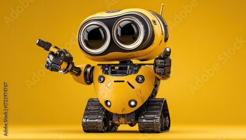 Cute yellow robot pointing (1)