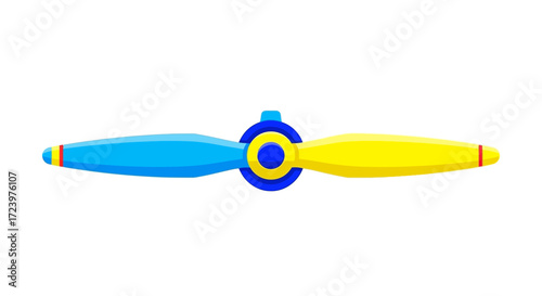Colorful Toy Propeller with Blue and Yellow Blades.